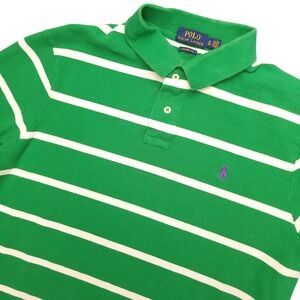 Polo Ralph Lauren Polo Shirt Mens XL Green Stripe Pony Logo Short Sleeve Cotton